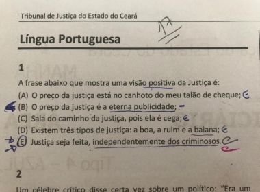 Amab repudia prova do TJ-CE que diz que hÃ¡ JustiÃ§a 'boa, ruim e baiana'