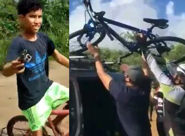 Feira: Garoto ajuda ciclistas perdidos na zona rural e é surpreendido com bicicleta nova