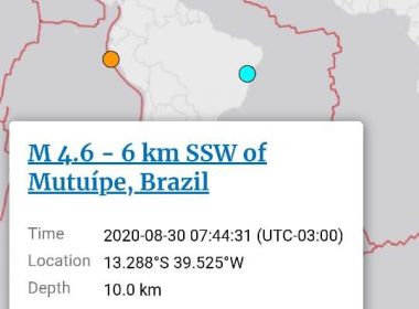 Mutuípe registra tremor mais forte entre cidades baianas, aponta Serviço Geológico