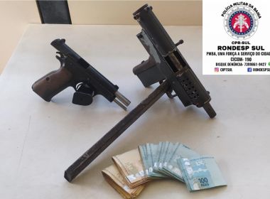 Itabuna: Homem é preso com submetralhadora, pistola e R$ 8 mil