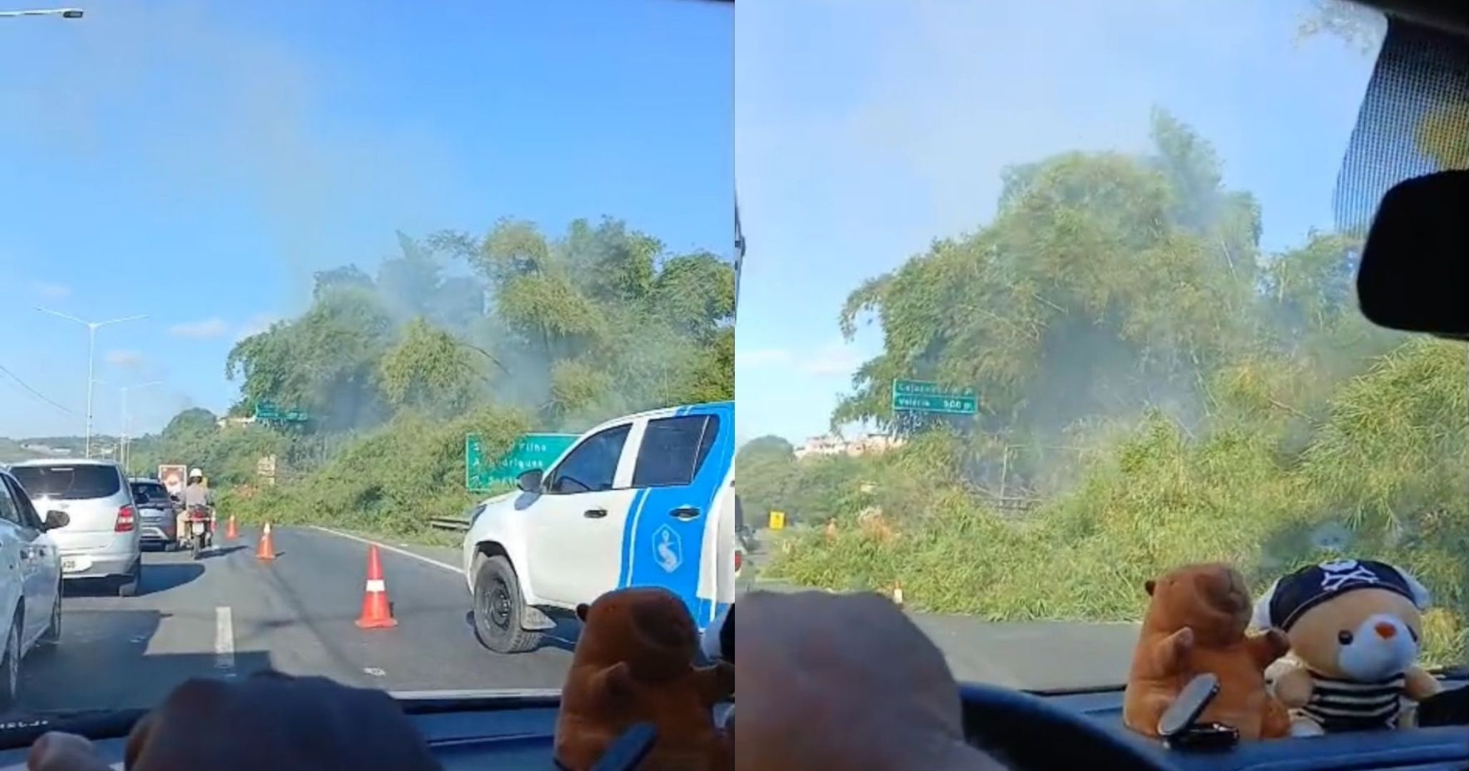 VÍDEO: Queda de bambu provoca engarrafamento na BR-324 em ambos os sentidos entre Salvador e Feira de Santana