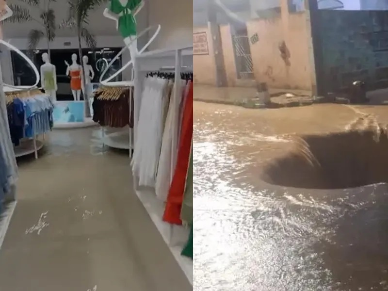 Fortes chuvas causam alagamentos e crateras Alagoinhas