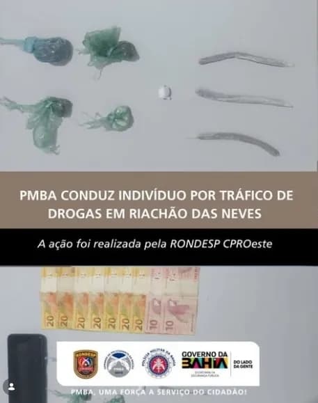 Homem é preso por tráfico de drogas em Riachão das Neves