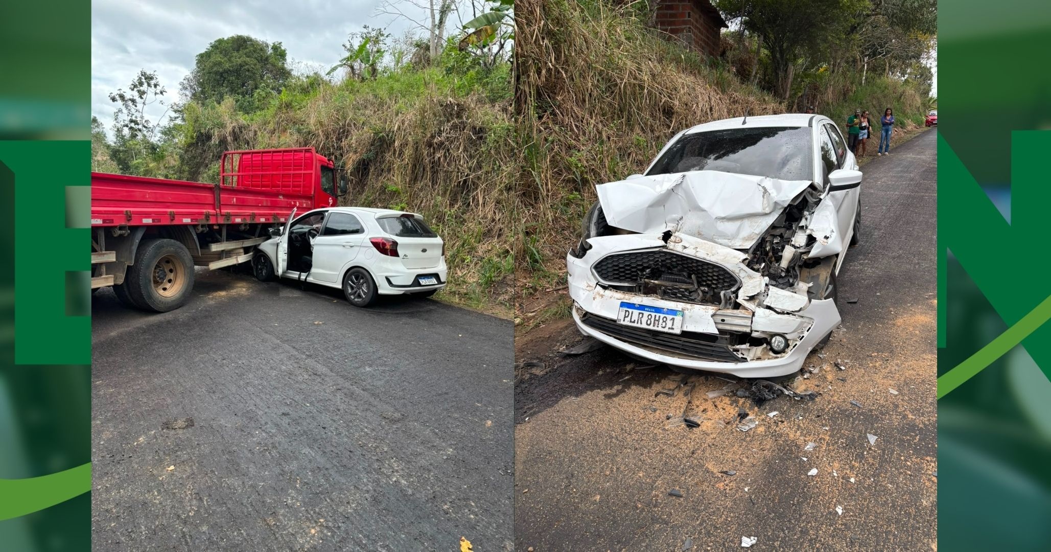 Acidente entre carro e caminhão interdita rodovia BA-650 perto de Itagibá