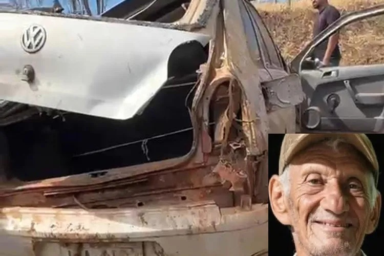 Pista molhada causa capotamento e deixa um idoso de 80 anos morto no Sudoeste baiano