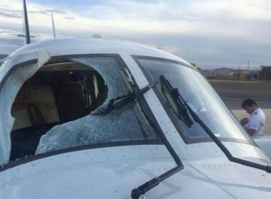 Avião colide com ave em pleno voo e para-brisa é destruídos, mas mantém rota