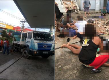 Caminhão desgovernado invade ponto de ônibus e atropela cinco na Av. Aliomar Baleeiro
