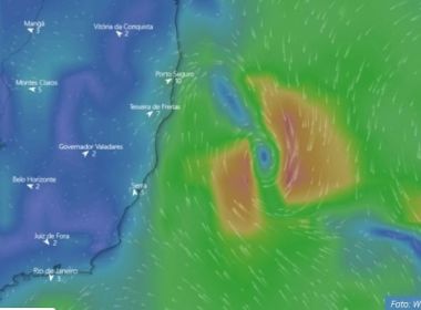 A 150 km de Porto Seguro, ciclone se formou no mar e não deve passar pelo continente