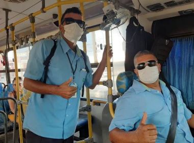 Coronavírus: Motorista e cobrador de Feira aderem ao uso de máscara e álcool gel