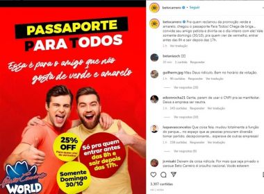 Beto Carrero faz promoção para 'quem vestir vermelho' e não for votar no domingo