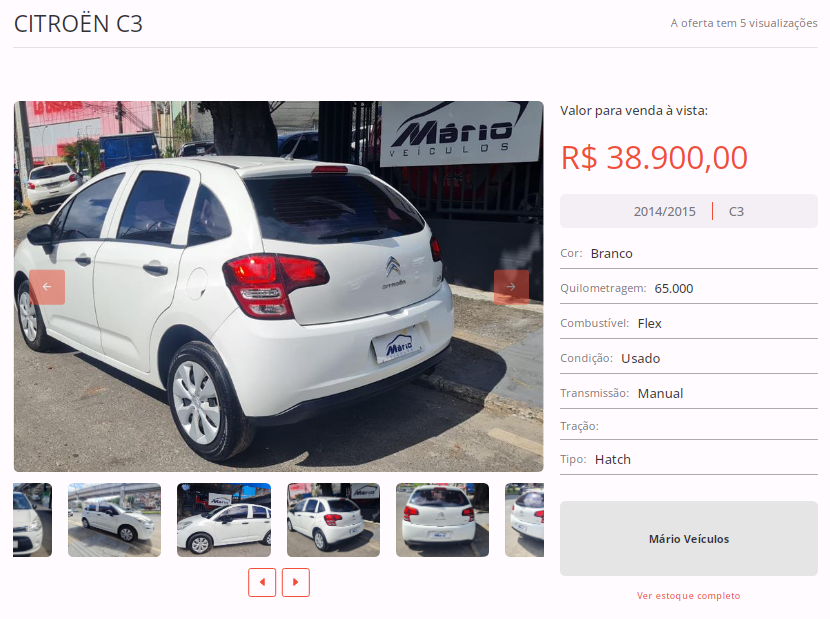 anúncio de um CITROËN C3 disponível no BN Autos