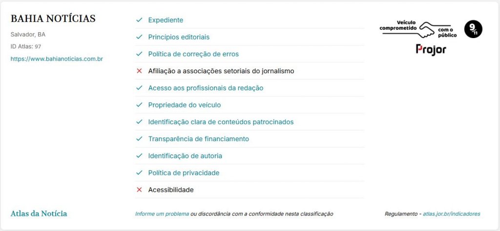 Selo do Projor de Veículo comprometido com o público do Bahia Notícias