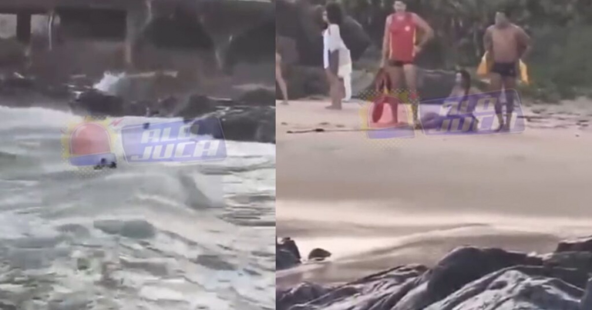 Mulher é resgatada por guarda-vidas após afogamento na Praia do Buracão, em Salvador