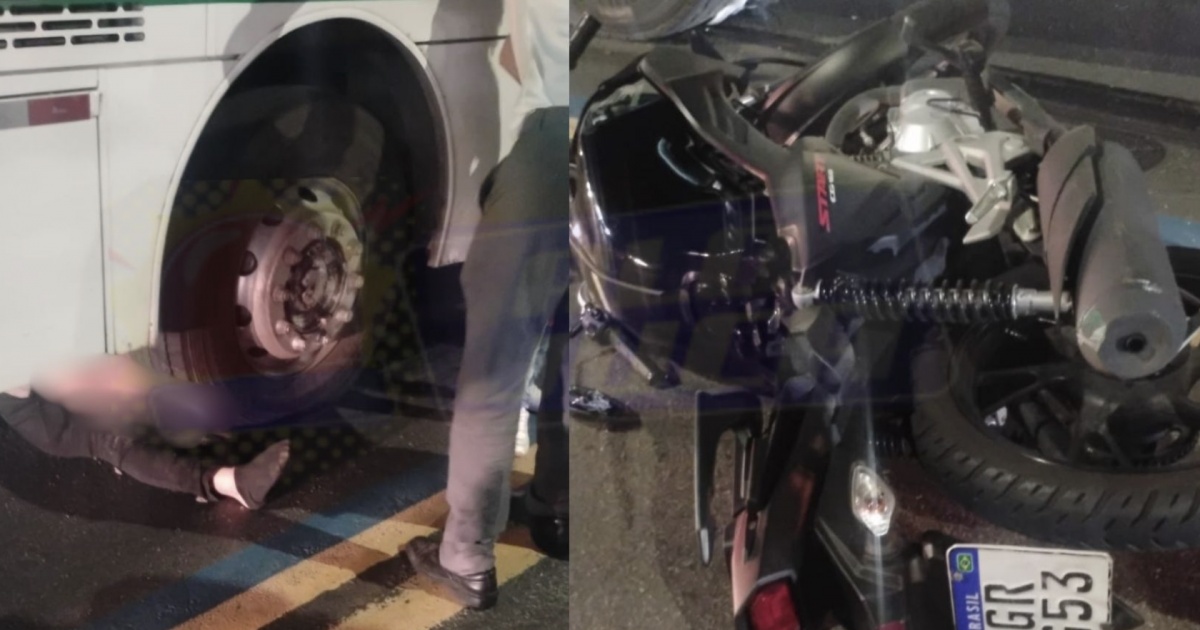 Motociclista fica preso debaixo de roda de ônibus na Av. Paulo VI, em Salvador