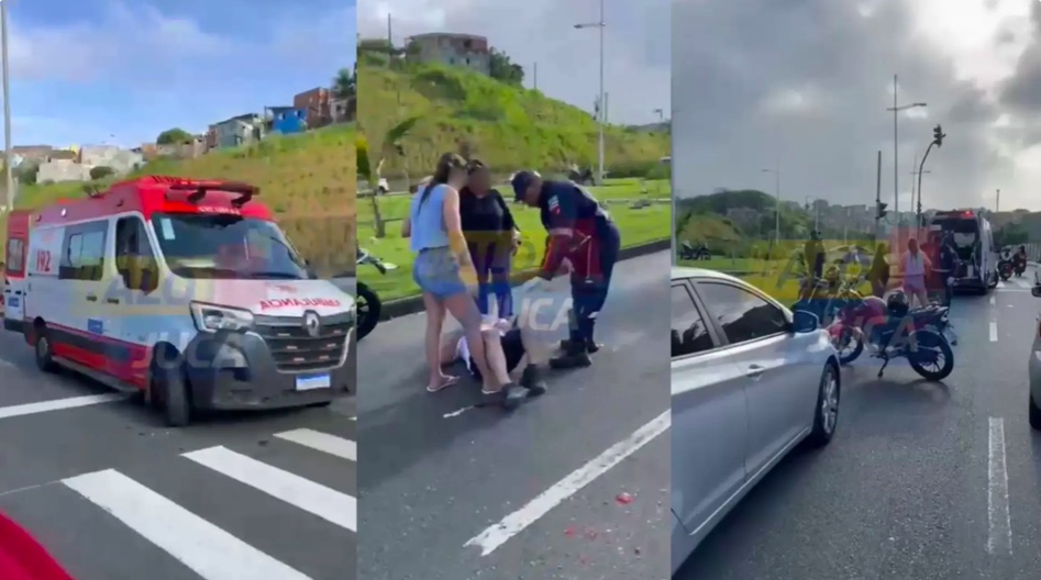 Acidente na ligação Lobato-Pirajá deixa motociclista ferido e causa lentidão em Salvador