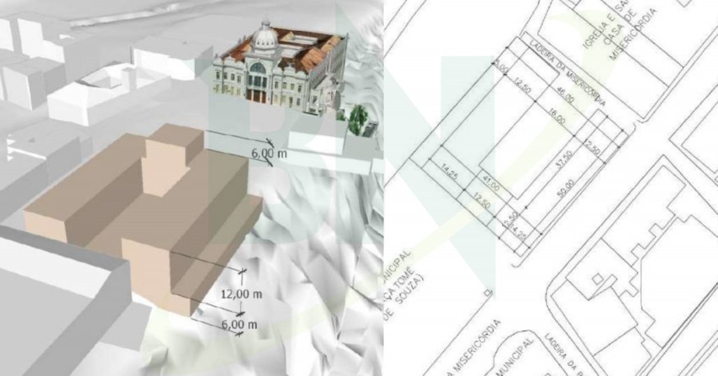 Planta geral com blocos A, B e C