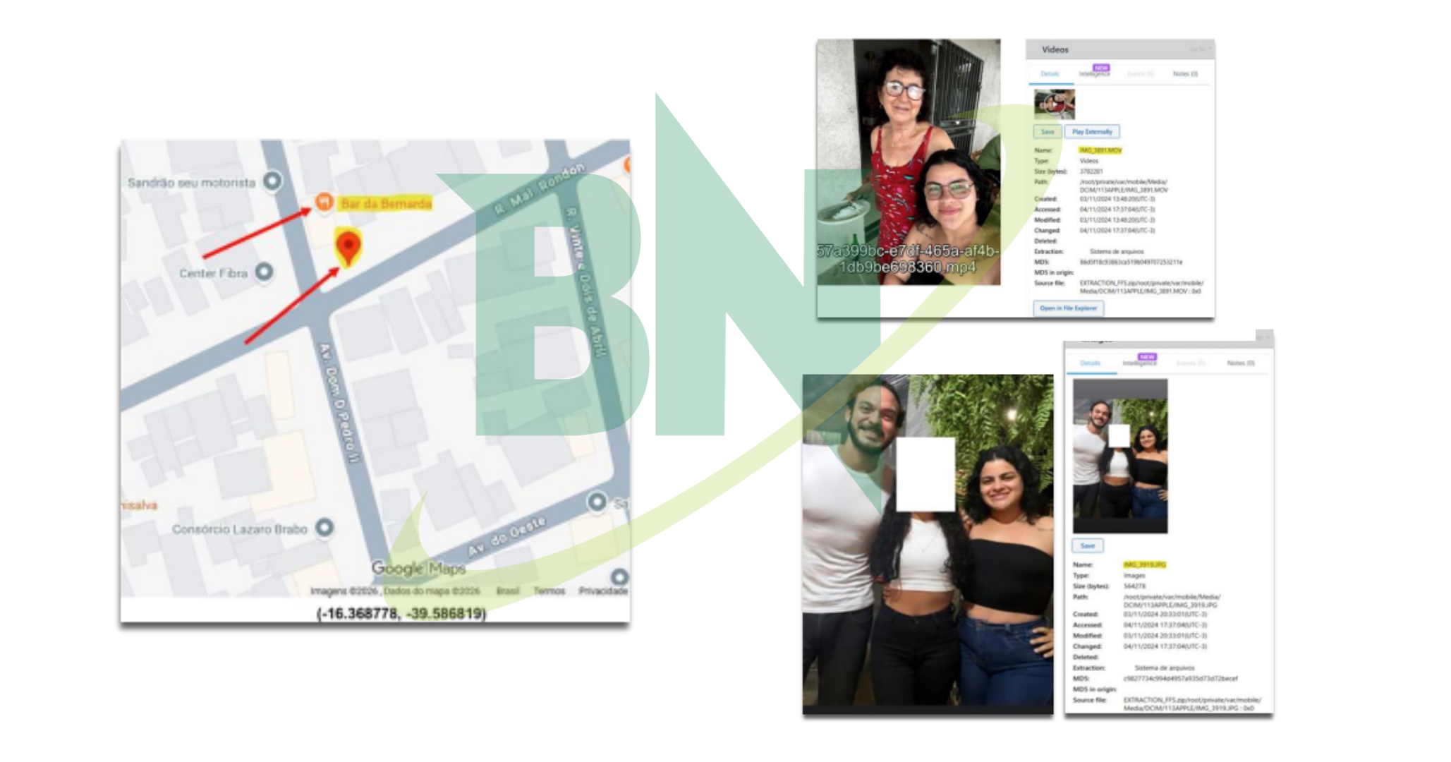 Mapa e dados de localização