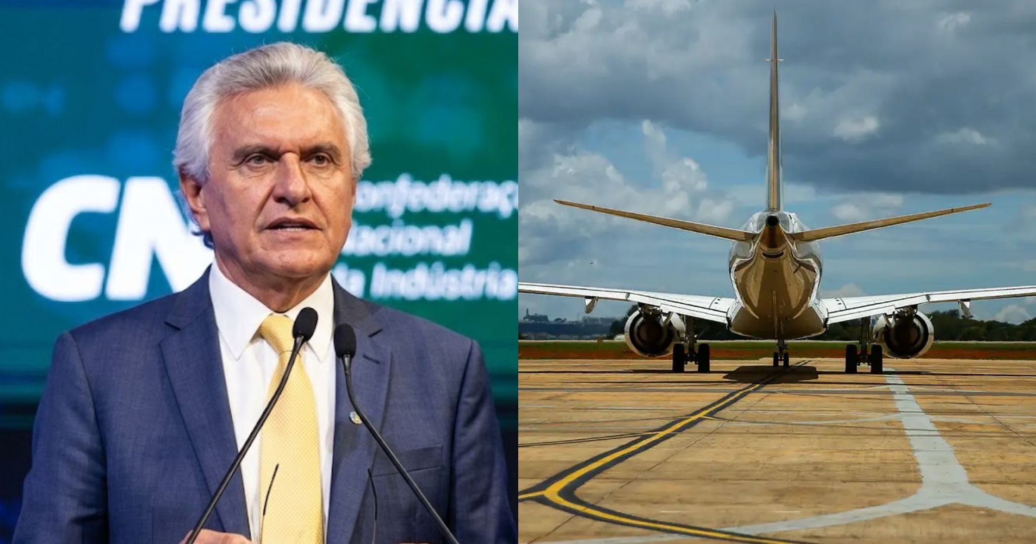 Em Brasília, Ronaldo Caiado justifica atraso em evento empresarial após passar por pane em avião