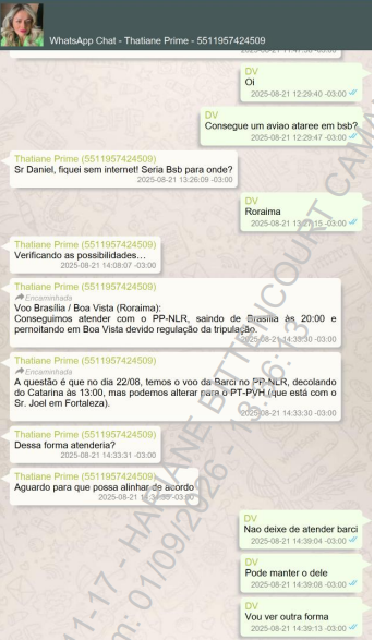 Jatinho de Vorcaro recebe elogio de Viviane Barci, esposa de Moraes, em mensagem: 'Estamos gostando muito' 6 Captura%20de%20tela%202026 09 01%20174215