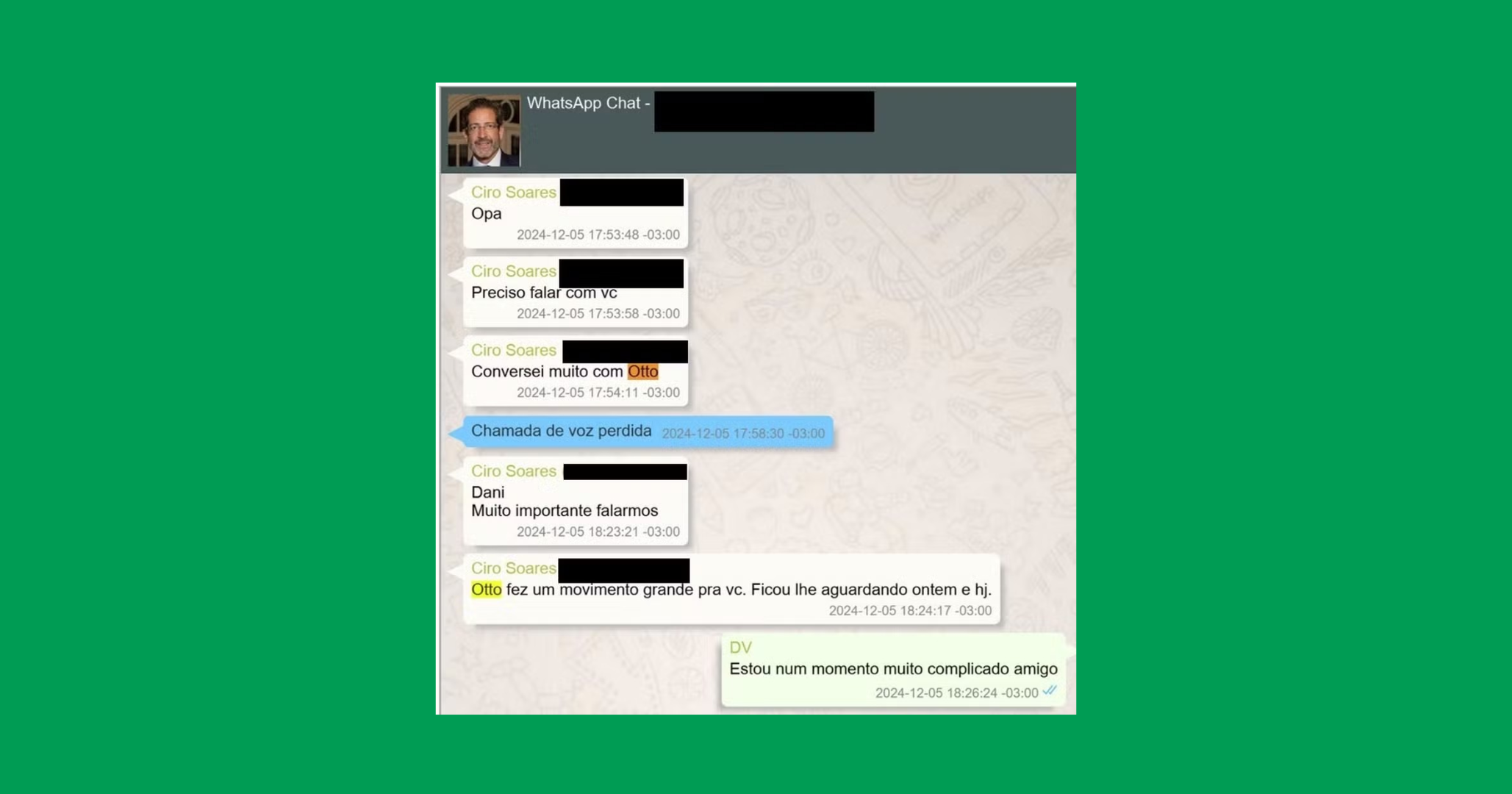 Nova rodada de mensagens entre Vorcaro e Soares