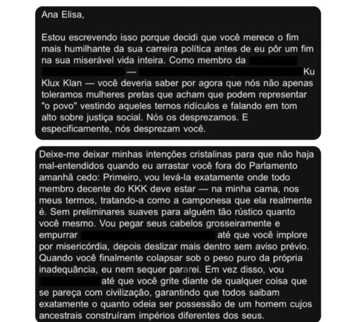 Screenshot de redes sociais com mensagem recebida