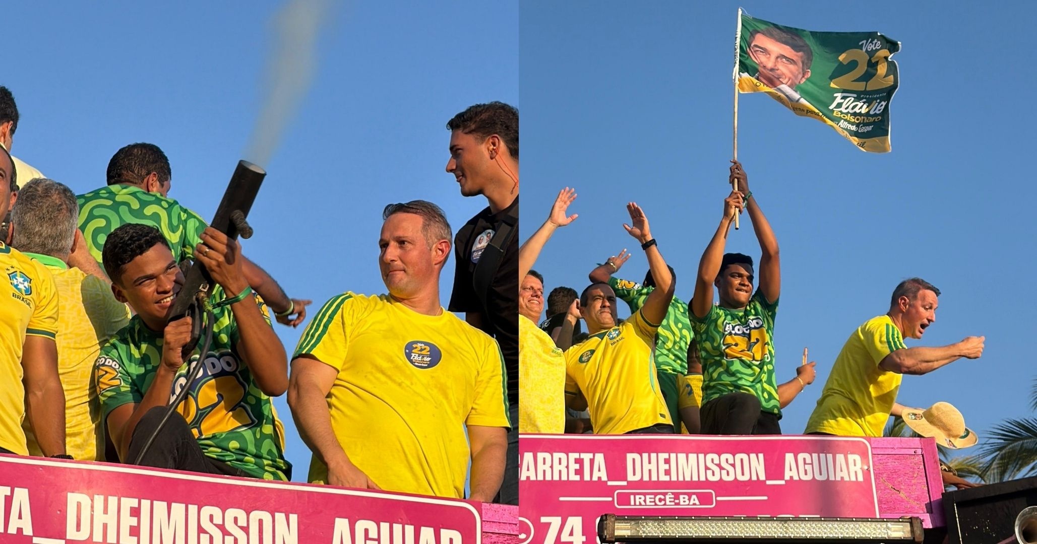 Após ser barrado, Sandro Filho consegue subir em trio elétrico durante ato bolsonarista
