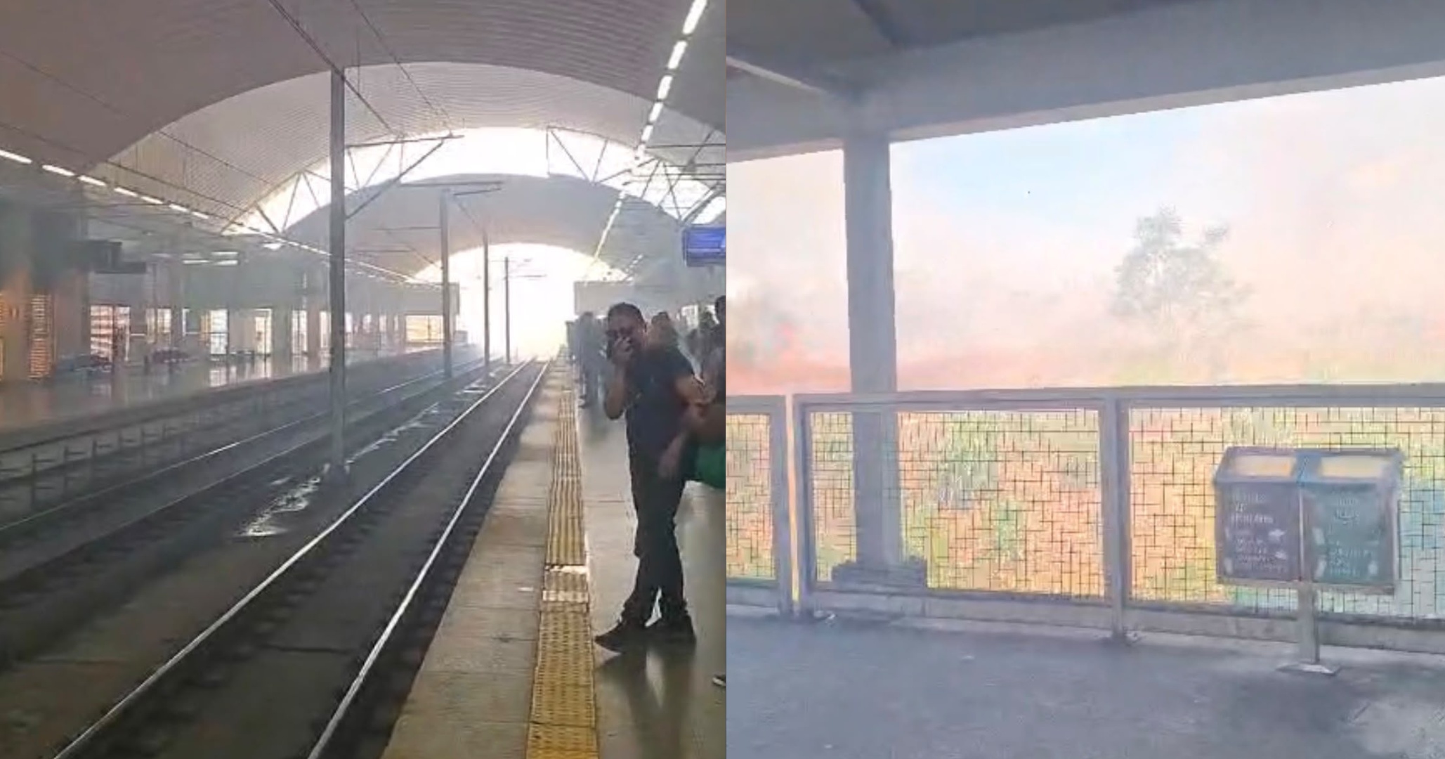 Fumaça de incêndio invade estação Águas Claras e assusta moradores