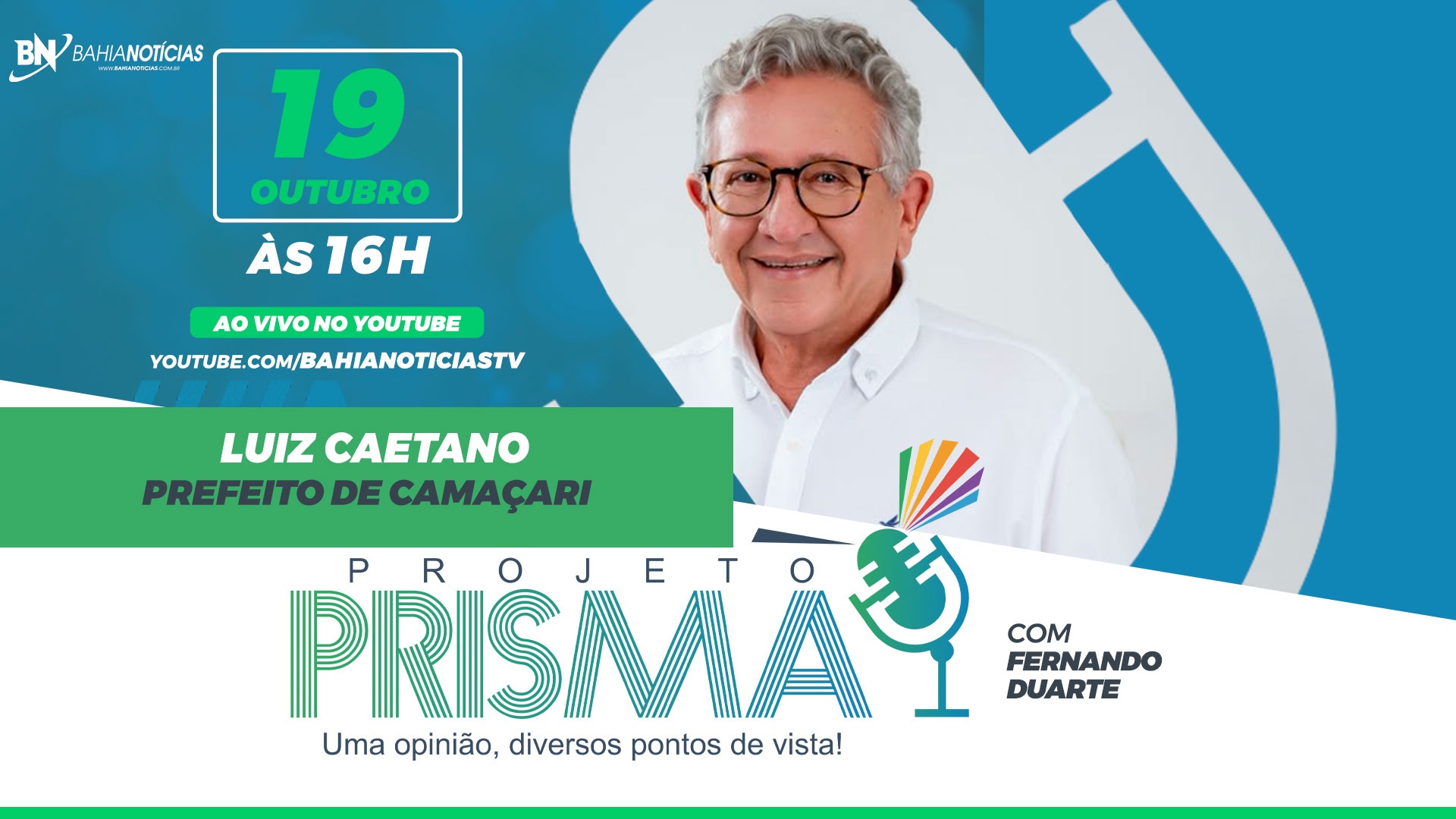 Prefeito de Camaçari Luiz Caetano é o entrevistado do Projeto Prisma nesta segunda-feira