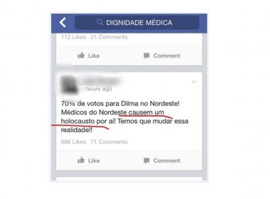 Comunidade médica usa Facebook para pregar até holocausto contra eleitores nordestinos